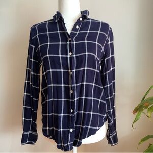 Gap Blue & White Button Up Flannel Top